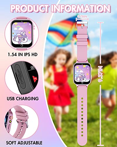 Smart Watch for Kids with Video Camera Music Player Educational Birthday Gifts for 6 7 8 9 10 11 12 Year Old Boys (Pink)