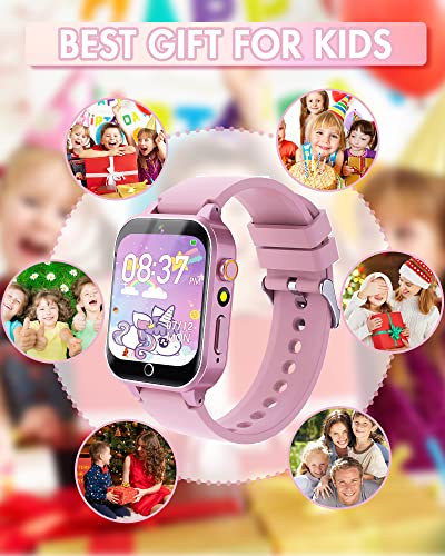 Smart Watch for Kids with Video Camera Music Player Educational Birthday Gifts for 6 7 8 9 10 11 12 Year Old Boys (Pink)