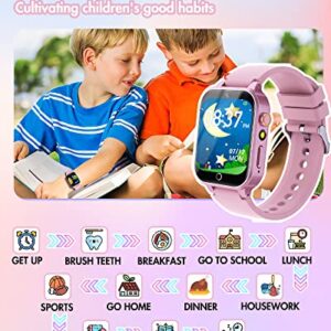 Smart Watch for Kids with Video Camera Music Player Educational Birthday Gifts for 6 7 8 9 10 11 12 Year Old Boys (Pink)