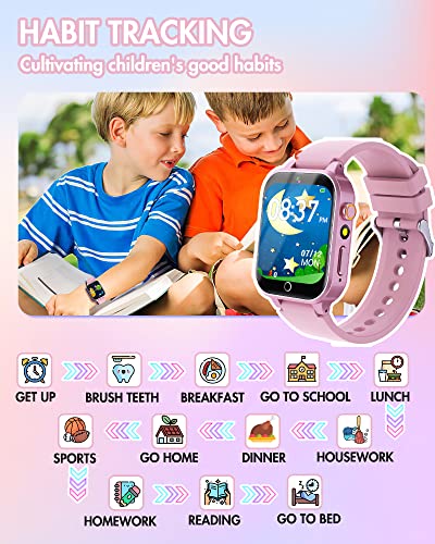 Smart Watch for Kids with Video Camera Music Player Educational Birthday Gifts for 6 7 8 9 10 11 12 Year Old Boys (Pink)