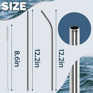 6pcs Metal Replacement Straws for Stanley 40oz Adventure Quencher Tumbler - Stainless Steel Reusable Drinking Straws with Cleaning Brush Compatible with Stanley & Owala 40oz Tumbler with Handle