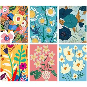 6 pack paint by number for adults-paint by numbers flowers,flower paint by number perfect for gift home wall decor(6 pack,8x12inch)