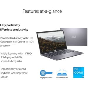 ASUS VivoBook 14 Laptop Computer, 14" IPS FHD Display, Intel Core i3-1115G4 Processor, Backlit Keyboard, Fingerprint Reader, Windows 11 Home (20GB RAM | 1TB PCIe SSD)
