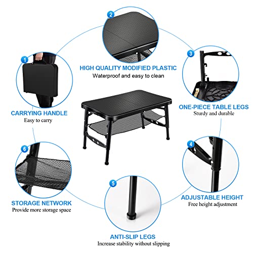 KPR Retractable Folding Table and Stool Set,Portable Camping Foldable Table Lightweight Yet More Sturdy with Adjustable Stool for Picnic Beach Camp,Fishing,Hiking Tours,BBQ,Parties,Outdoor Activities