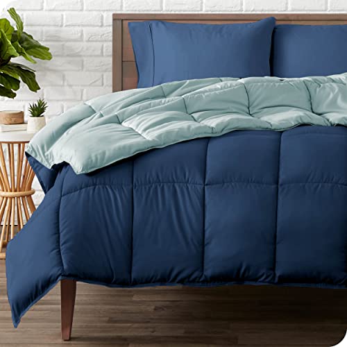 Bare Home Twin/Twin Extra Long Comforter - Reversible Colors - Goose Down Alternative - Ultra-Soft - Premium 1800 Series - All Season Warmth - Bedding Comforter (Twin/Twin XL, Dark Blue/Light Blue)