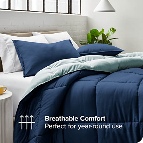 Bare Home Twin/Twin Extra Long Comforter - Reversible Colors - Goose Down Alternative - Ultra-Soft - Premium 1800 Series - All Season Warmth - Bedding Comforter (Twin/Twin XL, Dark Blue/Light Blue)