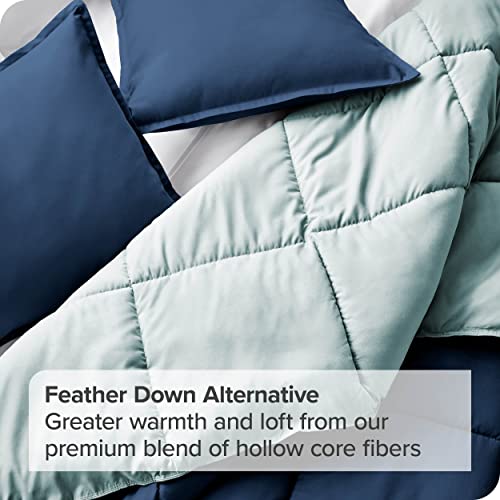 Bare Home Twin/Twin Extra Long Comforter - Reversible Colors - Goose Down Alternative - Ultra-Soft - Premium 1800 Series - All Season Warmth - Bedding Comforter (Twin/Twin XL, Dark Blue/Light Blue)