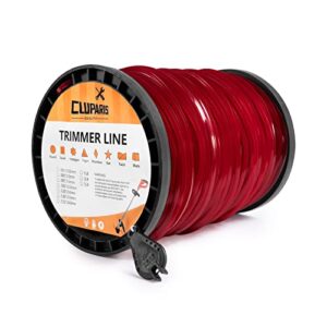 cluparis 5-pound heavy duty square trimmer line .155-inch-by-492-ft commercial string trimmer line in spool, 0.155" nylon weed eater string with bonus line cutter（ red）