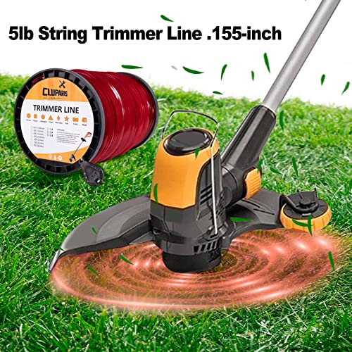 Cluparis 5-Pound Heavy Duty Square Trimmer Line .155-inch-by-492-ft Commercial String Trimmer Line in Spool, 0.155" Nylon Weed Eater String with Bonus Line Cutter（ Red）