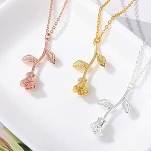 Oyalma Rose Flower Pendant Necklaces For Women Vintage Chain Necklace Glamour 2021 Fashion Valentine Jewerly-78069