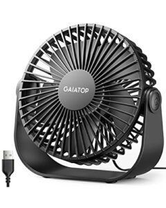 gaiatop usb desk fan, 3 speeds portable small fan with strong airflow, 5.5 inch quiet table fan, 90° rotate personal cooling fan for bedroom home office desktop travel (black)