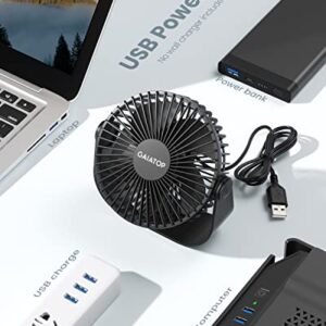 Gaiatop USB Desk Fan, 3 Speeds Portable Small Fan with Strong Airflow, 5.5 Inch Quiet Table Fan, 90° Rotate Personal Cooling Fan For Bedroom Home Office Desktop Travel (Black)