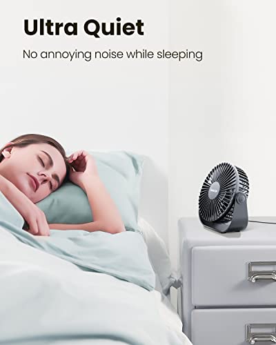 Gaiatop USB Desk Fan, 3 Speeds Portable Small Fan with Strong Airflow, 5.5 Inch Quiet Table Fan, 90° Rotate Personal Cooling Fan For Bedroom Home Office Desktop Travel (Black)