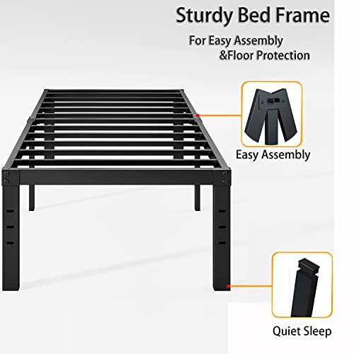 Joceret Bed Frame Twin Size 14 Inch Heavy Duty,Metal,No Box Spring Needed,Underbed Storage,Easy Assembly,Noise Free,Minimalism,Non-Slip,Bedroom,Kids,Boys,Girls,Black