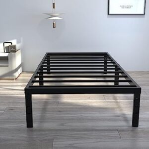 Joceret Bed Frame Twin Size 14 Inch Heavy Duty,Metal,No Box Spring Needed,Underbed Storage,Easy Assembly,Noise Free,Minimalism,Non-Slip,Bedroom,Kids,Boys,Girls,Black