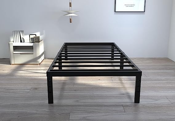 Joceret Bed Frame Twin Size 14 Inch Heavy Duty,Metal,No Box Spring Needed,Underbed Storage,Easy Assembly,Noise Free,Minimalism,Non-Slip,Bedroom,Kids,Boys,Girls,Black