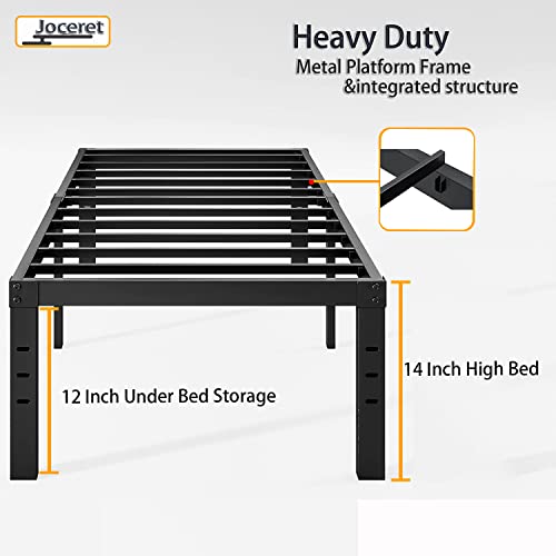 Joceret Bed Frame Twin Size 14 Inch Heavy Duty,Metal,No Box Spring Needed,Underbed Storage,Easy Assembly,Noise Free,Minimalism,Non-Slip,Bedroom,Kids,Boys,Girls,Black