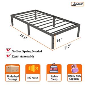 Joceret Bed Frame Twin Size 14 Inch Heavy Duty,Metal,No Box Spring Needed,Underbed Storage,Easy Assembly,Noise Free,Minimalism,Non-Slip,Bedroom,Kids,Boys,Girls,Black