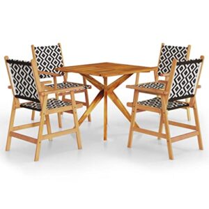 yuhi-hqyd 5 piece patio dining set,balcony bar,party furniture,comfortable casual furniture,suitable for balcony, deck, backyard, patio, garden, poolside, etc. solid wood acacia