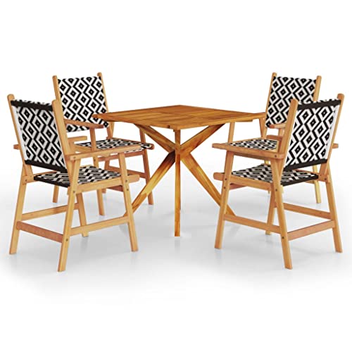 YUHI-HQYD 5 Piece Patio Dining Set,Balcony Bar,Party Furniture,Comfortable Casual Furniture,Suitable for Balcony, Deck, Backyard, Patio, Garden, Poolside, etc. Solid Wood Acacia