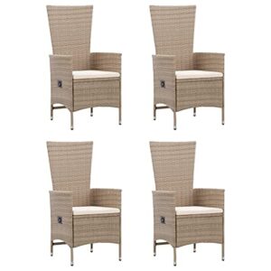 YUHI-HQYD 5 Piece Patio Dining Set,Balcony Bar,Party Furniture,Comfortable Casual Furniture,Adjustable Backrest,Suitable for Balcony, Deck, Backyard, Patio, Garden, Poolside, etc. Beige