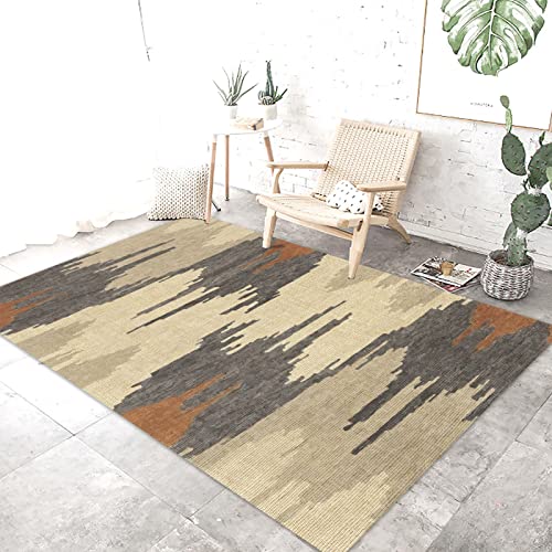 FINOREN Minimalist Area Rug,Ripple Line Soft Non-Slip Rug for Bedroom Living Room Hallway Home Entrance,Washable Low Pile Floor Decor,Child Pet Friendly,Beige Gray,4x6 Feet