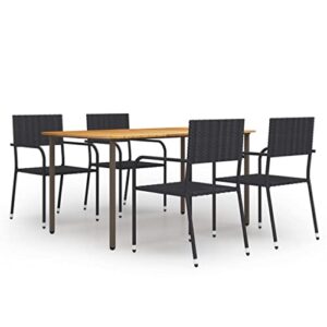 yuhi-hqyd 5 piece patio dining set,conversation furniture,afternoon tea suit,party furniture,perfect for patio, garden, porch,family room,sitting area,poly rattan black