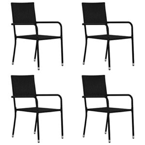 YUHI-HQYD 5 Piece Patio Dining Set,Conversation Furniture,Afternoon Tea Suit,Party Furniture,Perfect for Patio, Garden, Porch,Family Room,Sitting Area,Poly Rattan Black