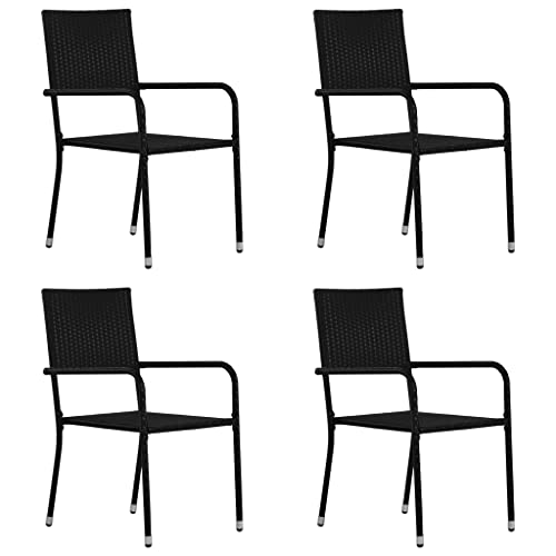 YUHI-HQYD 5 Piece Patio Dining Set,Conversation Furniture,Afternoon Tea Suit,Party Furniture,Perfect for Patio, Garden, Porch,Family Room,Sitting Area,Poly Rattan Black