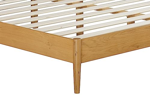 NTC Lupin Wooden Bed Frame with Headboard, Solid Oak Foundation with Silent Slats and Wood Central Supports, 800 Lb Capacity, Effortless Assembly, King - Rustic Oak