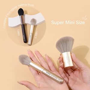 Travel Makeup Brushes Set with Case, SIXPLUS 5Pcs Champagne Gold Double Ended Professional Make Up Brush for Foundation Blush Powder Eyeshadow Blush Eyebrow Lip, Portable Storage Bag, Best Gift Kit