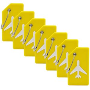 7 pack silicone luggage tag baggage handbag travel suitcase tags with name id card perfect to quickly spot luggage suitcase (yellow）