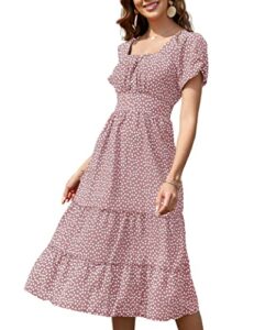light pink dress for women casual floral summer dresses 2023 boho sundresses cute resort wear flowy a-line modest elegant evening outfits (large)