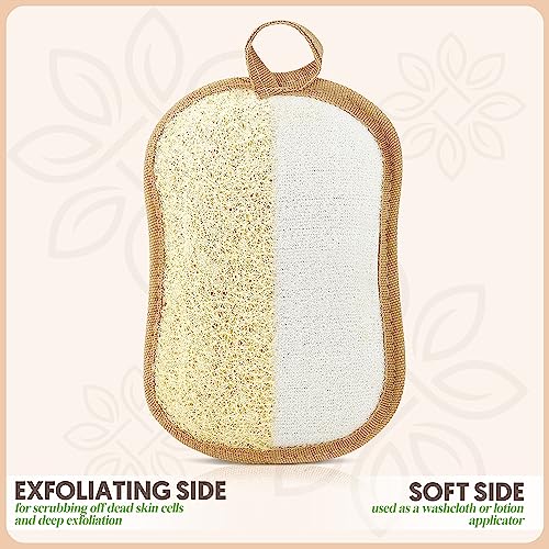 Almooni Premium Exfoliating Loofah Pad Body Scrubber, Made with Natural Egyptian Shower loofa Sponge- Bow Tie Shaped Loofah - 2 Count(1 Pack)