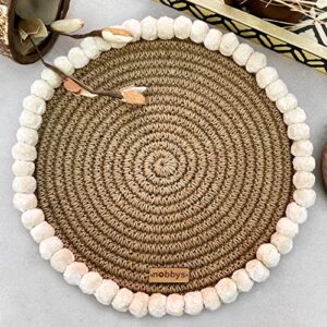nobbys jute crochet round placemat (pack of 4)