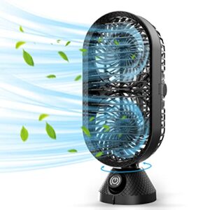 heggcooe desk fan oscillating fan, portable usb tower fan with stepless speed, dual air circulation,120° oscillation, 11 inch personal quiet table cooling fan for home office bedroom desktop