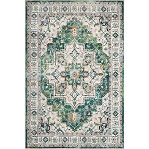 zesthome 8x10 Area Rugs,Stain Resistant Washable Rug,Ultra-Thin Rugs for Living Room,Bedroom,Non-Slip Backing Home Decor Boho Large Area Rug (Green,8'x10')