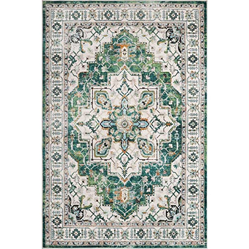 zesthome 8x10 Area Rugs,Stain Resistant Washable Rug,Ultra-Thin Rugs for Living Room,Bedroom,Non-Slip Backing Home Decor Boho Large Area Rug (Green,8'x10')