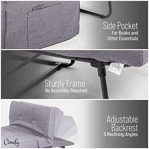 CÖMFY Ottoman Bed | Soft Memory Foam Sofa Bed | Convertible Chair 4 in 1 Perfect for Small Spaces | Sleeper Chair Bed with Large Pockets and Pillow Included | Added Memory Foam (Medium)