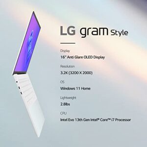 LG gram Style 16” OLED Laptop, Intel 13th Gen Core i7 Evo Platform, Windows 11 Home, 32GB RAM, 1TB SSD, Dynamic White