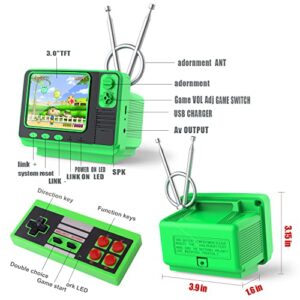 Retro Video Games Console for Kids Adults Built-in 308 Classic Electronic Game 3.0'' Screen Mini TV Games Console Support TV Output and USB Charging Birthday Xmas Gift for Boys Girl 4-12 (Green)