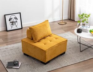 jurmalyn square modular sectional sofa couch, free combination sectional sofa modern floor single chair with two removable back cushions foor tofu sofa small single couch for bedroom and corner yellow