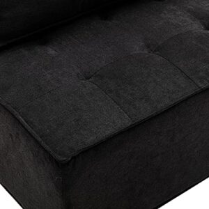 JURMALYN Modern Single Couch, Square Modular Sectional Couch, Floor Sofa Chair, Free Combination Sectional Sofa with Removable Back Cushions Tofu Sofa Small Single Couch for Bedroom Corner Black