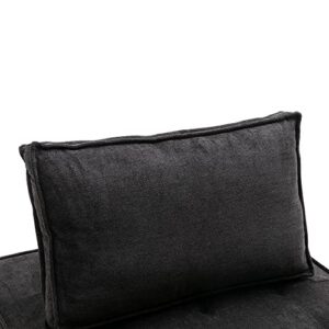 JURMALYN Modern Single Couch, Square Modular Sectional Couch, Floor Sofa Chair, Free Combination Sectional Sofa with Removable Back Cushions Tofu Sofa Small Single Couch for Bedroom Corner Black