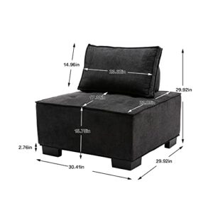 JURMALYN Modern Single Couch, Square Modular Sectional Couch, Floor Sofa Chair, Free Combination Sectional Sofa with Removable Back Cushions Tofu Sofa Small Single Couch for Bedroom Corner Black