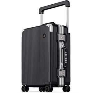 somode la series carry on luggage 20inch wide handle suitcase,hardshell with aluminum frame,supper-low noise spinner wheels & tsa lock, business travel carry-on luggage (black)