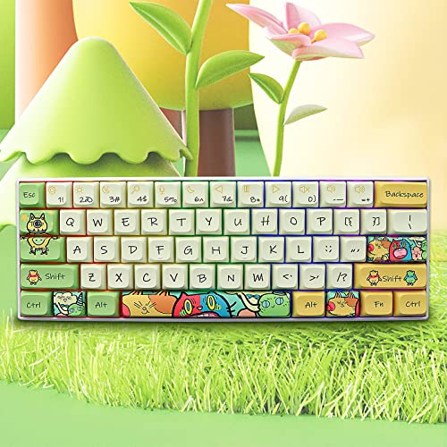 JSJT Custom Keycaps 135 Keys Cartoon Anime Keycaps XDA Profile Magical Elves Themed Keycaps PBT Dye Sublimation Keycaps Suitable for ANSI/ISO Layout Cherry MX Switch Mechanical Keyboards