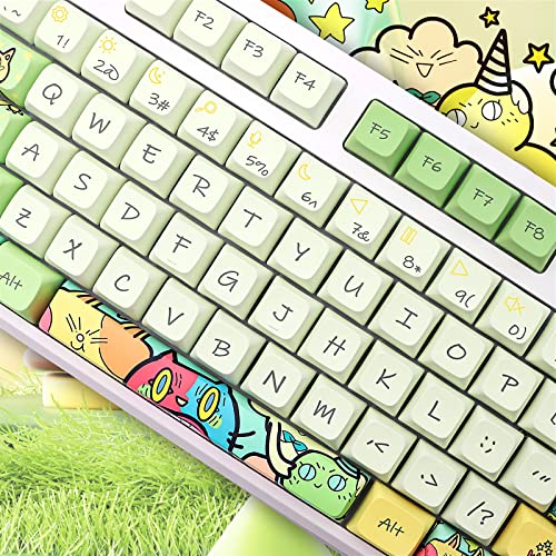 JSJT Custom Keycaps 135 Keys Cartoon Anime Keycaps XDA Profile Magical Elves Themed Keycaps PBT Dye Sublimation Keycaps Suitable for ANSI/ISO Layout Cherry MX Switch Mechanical Keyboards