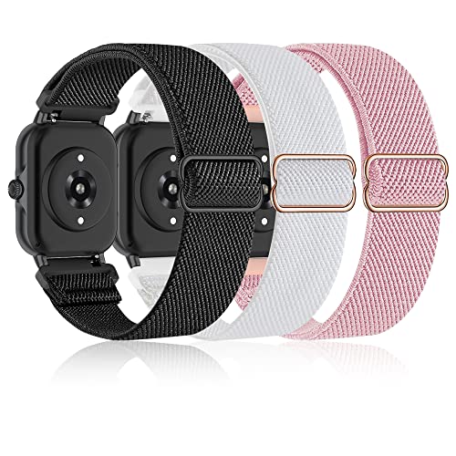 Farluya 3 Pack 19mm Stretchy Nylon Watch Bands for ID205L Veryfitpro Smart Watch,Soft Sport Band Quick Release Wristband Loop Elastic Strap for Willful YAMAY SW021 ID205L/SW025 ID205S Women Men