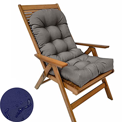 GPPSUNGD Waterproof Adirondack & Rocking Chair Cushion Indoor and Outdoor High Back Patio Cushions with Ties 43.3 X 19.7 Inch(Without Chair) (Gray, 1)